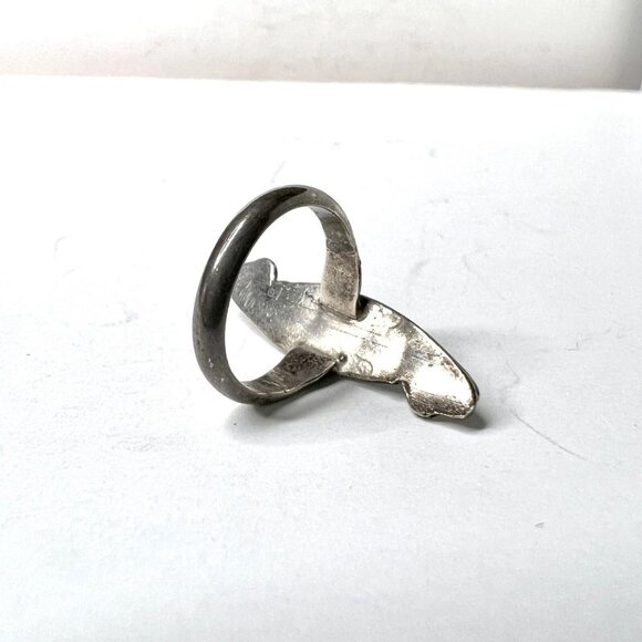 Vintage Sterling Turquoise Inlay Ring Size 4.75 - Picture 5 of 6
